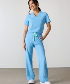 MILA RE-GARDE™ - CLASSIC BLUE - Wide Leg Scrub Pants - SILVADUR™