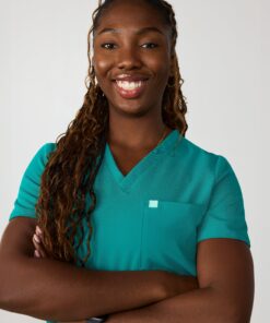 Alternative view of GABRIELLE RE-GARDE™ - ARCTIC MINT - One Pocket Scrub Top - SILVADUR™