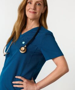 Alternative view of GABRIELLE RE-GARDE™ - OPAL BLUE - One Pocket Scrub Top - SILVADUR™