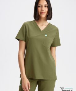 GABRIELLE RE-GARDE™ - OLIVE - One Pocket Scrub Top - Final Sale