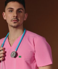 Alternative view of LOGAN RE-GARDE™ - G-M x PONY PINK - One Pocket Men's Scrub Top - SILVADUR™