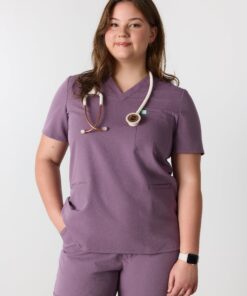 LIV RE-GARDE™ - DUSTY PURPLE - Three Pockets Scrub Top - SILVADUR™