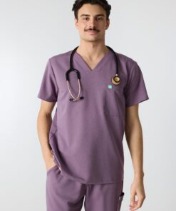 LOGAN RE-GARDE™ - DUSTY PURPLE - One Pocket Men's Scrub Top - SILVADUR™