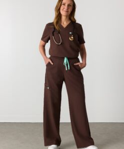 MILA RE-GARDE™ - CHOCOLATE - Wide Leg Scrub Pants - SILVADUR™