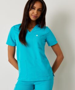 CHLOE RE-GARDE™ - TURQUOISE - Three Pockets Scrub Top - Final Sale