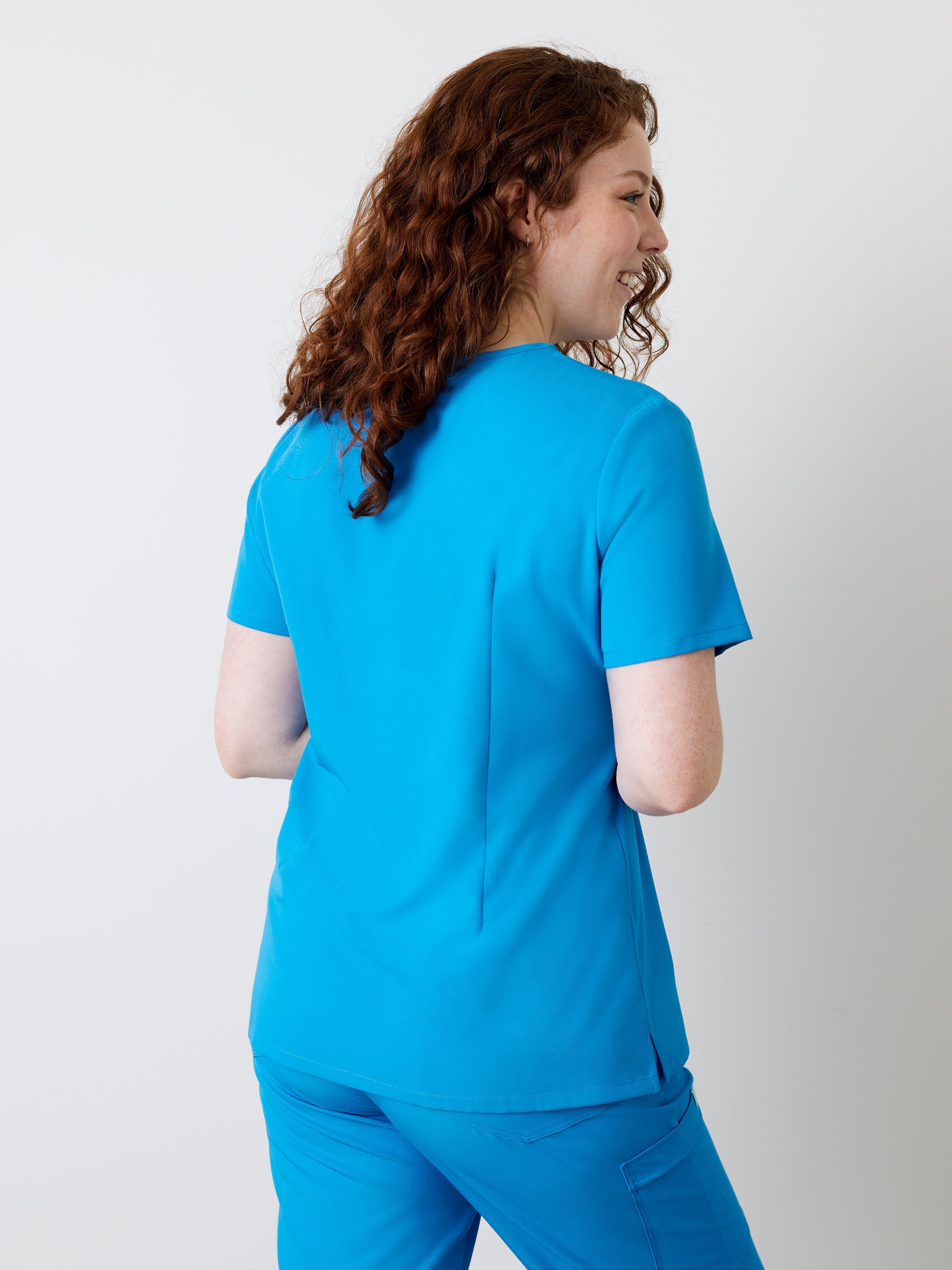 GABRIELLE RE-GARDE™ - AZURE BLUE - One Pocket Scrub Top - Final Sale - Image 3