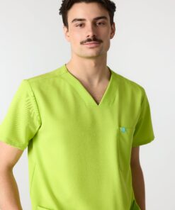 Alternative view of ZACK RE-GARDE™ - LIME - Three Pockets Men's Scrub Top - SILVADUR™