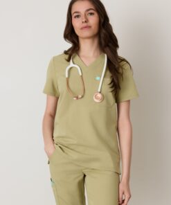 GABRIELLE RE-GARDE™ - SAGE - One Pocket Scrub Top - SILVADUR™ - Final Sale