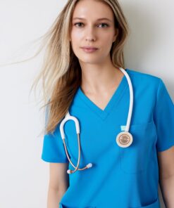 CHLOE RE-GARDE™ - AZURE BLUE - Three Pockets Scrub Top - Final Sale