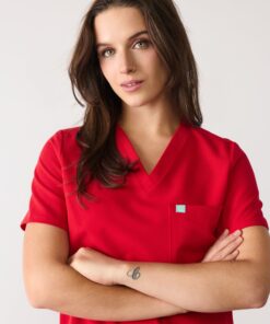 Alternative view of GABRIELLE RE-GARDE™ - CANDY CANE - One Pocket Scrub Top - SILVADUR™ - Final Sale