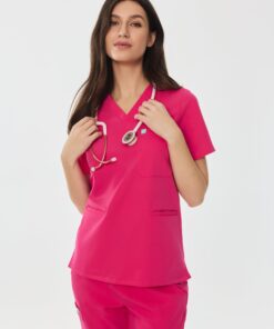 LIV RE-GARDE™ - PINK CRUSH - Three Pockets Scrub Top - SILVADUR™