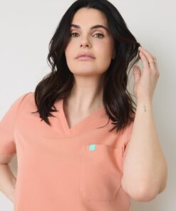 Alternative view of GABRIELLE RE-GARDE™ - PEACH - One Pocket Scrub Top - SILVADUR™ - Final Sale