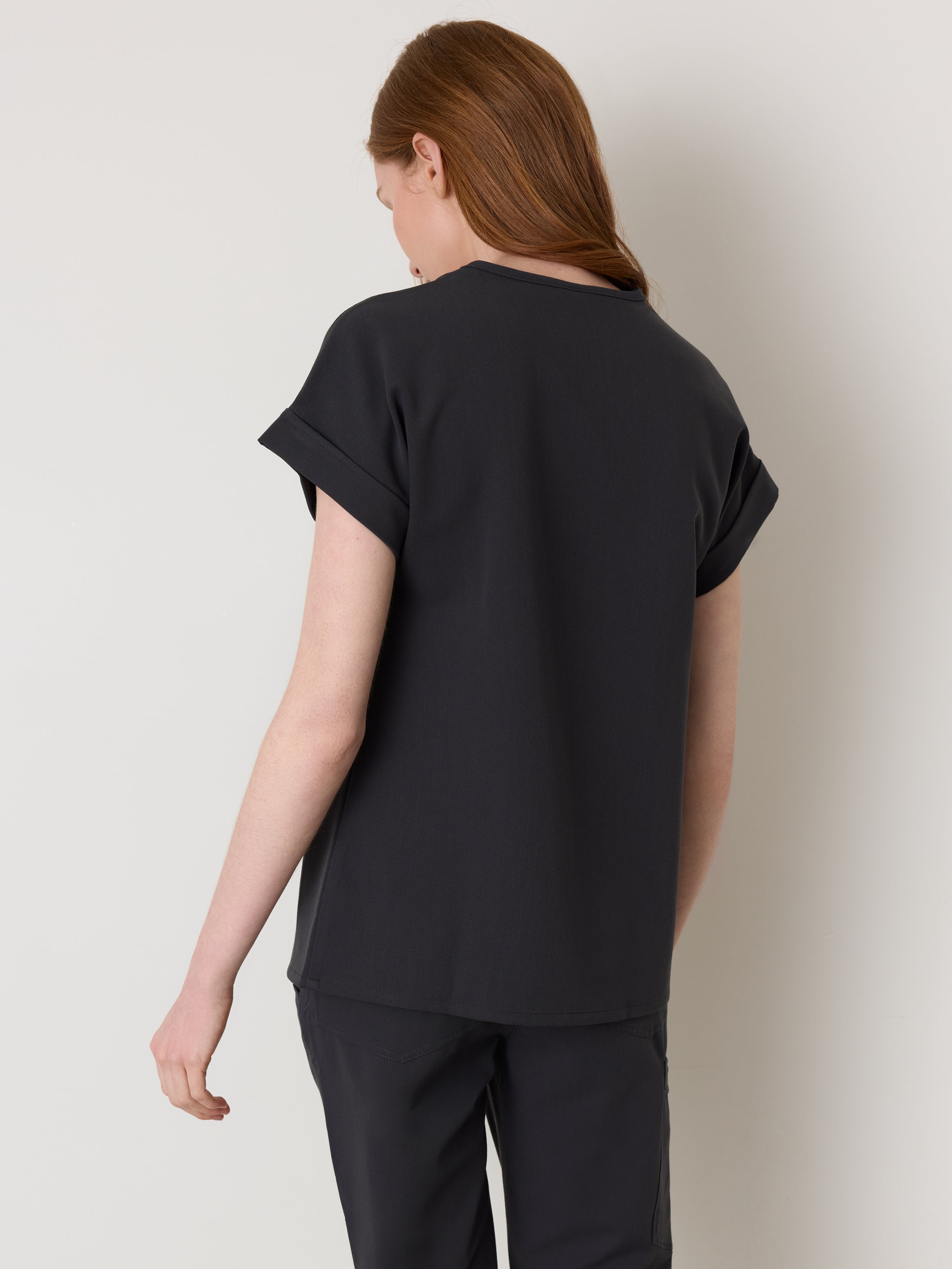 HALLI RE-GARDE™ - CHARCOAL - Loose Fit Scrub Top - SILVADUR™ - Image 3
