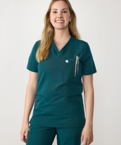 LIV RE-GARDE™ - TEAL - Three Pockets Scrub Top - SILVADUR™
