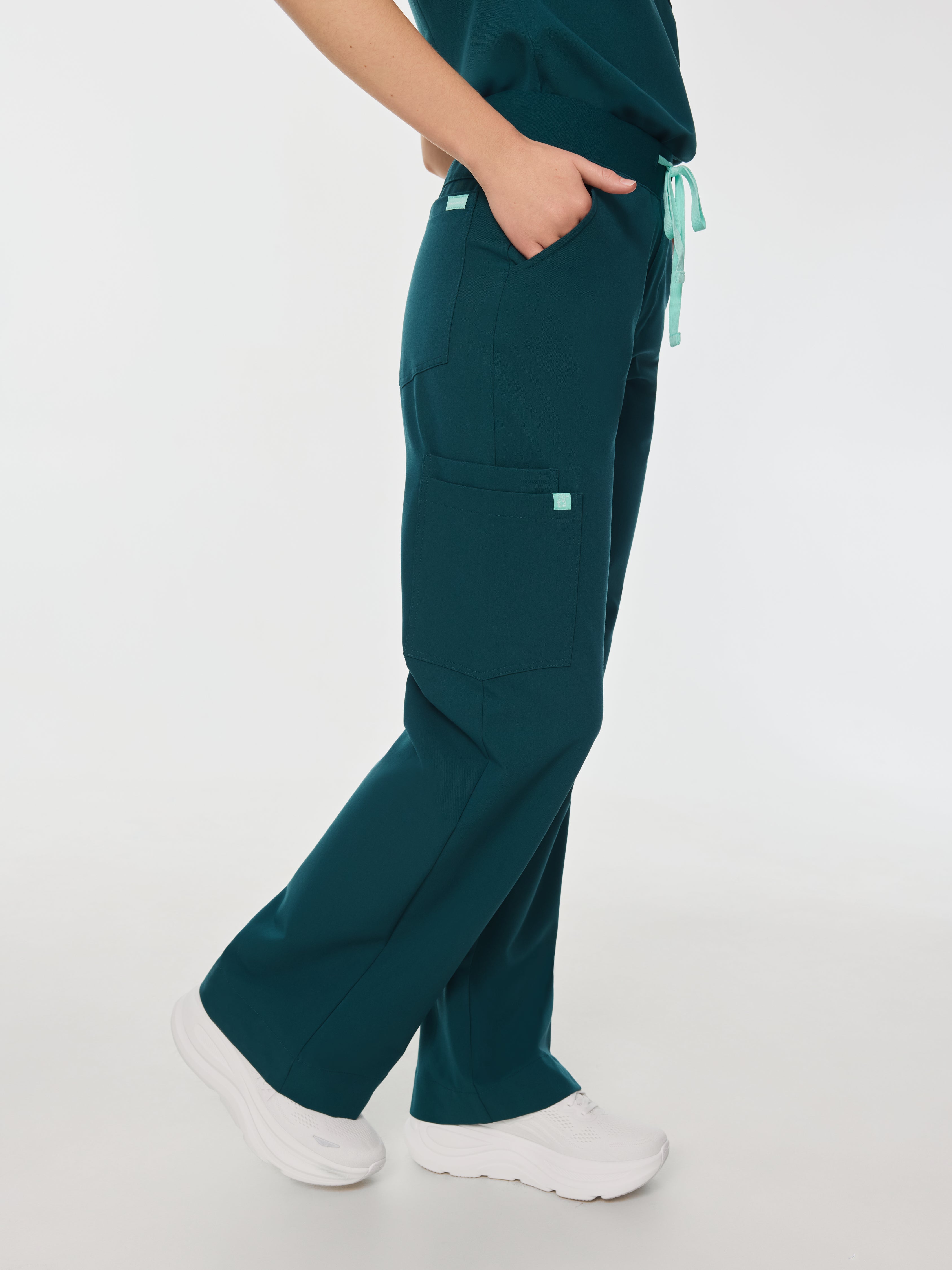 MILA RE-GARDE™ - TEAL - Wide Leg Scrub Pants - SILVADUR™ - Image 3