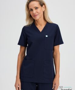 CHLOE RE-GARDE™ - NAVY - Three Pockets Scrub Top - SILVADUR™ - Final Sale