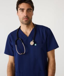 Alternative view of ZACK RE-GARDE™ - MODERN NAVY - Three Pockets Men's Scrub Top - SILVADUR™