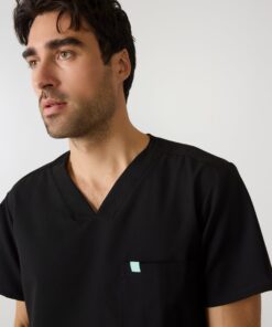 Alternative view of LOGAN RE-GARDE™ - BLACK - One Pocket Men's Scrub Top - SILVADUR™