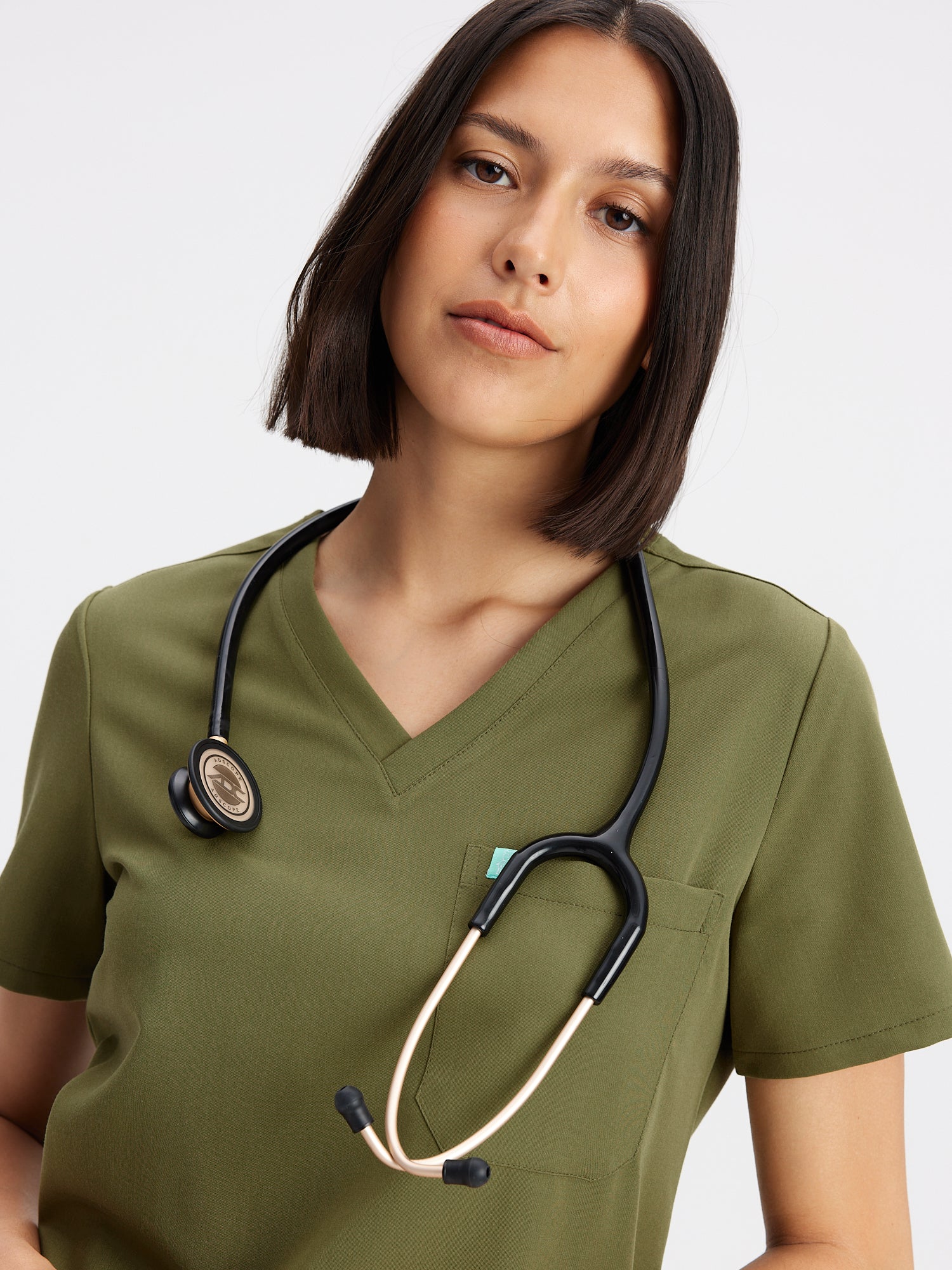 GABRIELLE RE-GARDE™ - OLIVE - One Pocket Scrub Top - Final Sale - Image 2