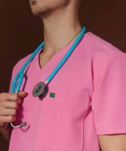 Alternative view of ZACK RE-GARDE™ - G-M x PONY PINK - Three Pockets Men's Scrub Top - SILVADUR™