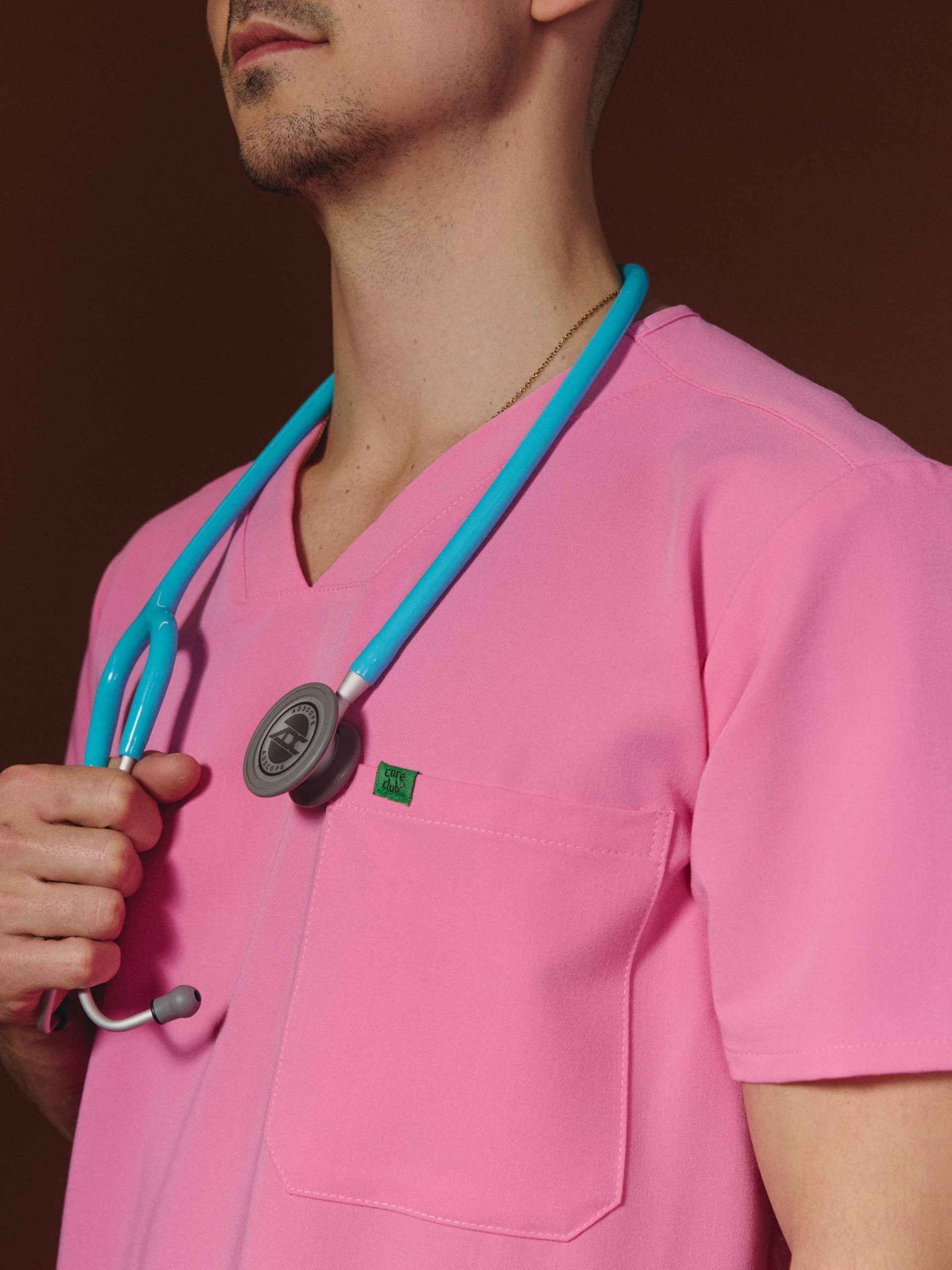 ZACK RE-GARDE™ - G-M x PONY PINK - Three Pockets Men's Scrub Top - SILVADUR™ - Image 2