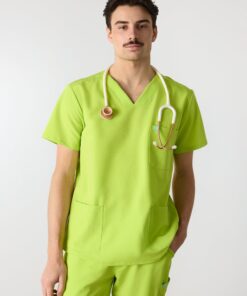ZACK RE-GARDE™ - LIME - Three Pockets Men's Scrub Top - SILVADUR™