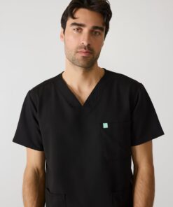 ZACK RE-GARDE™ - BLACK - Three Pockets Men's Scrub Top - SILVADUR™