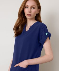 Alternative view of HALLI RE-GARDE™ - MODERN NAVY - Loose Fit Scrub Top - SILVADUR™