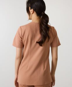 Alternative view of LIV RE-GARDE™ - MOCHA - Three Pockets Scrub Top - SILVADUR™