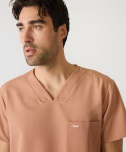 Alternative view of LOGAN RE-GARDE™ - MOCHA - One Pocket Men's Scrub Top - SILVADUR™