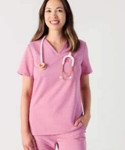 GABRIELLE RE-GARDE™ - HOPEFUL PINK - One Pocket Scrub Top - SILVADUR™ - Final Sale