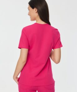 Alternative view of LIV RE-GARDE™ - PINK CRUSH - Three Pockets Scrub Top - SILVADUR™