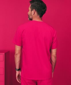 Alternative view of LOGAN RE-GARDE™ - VIBRANT FUCHSIA - One Pocket Men's Scrub Top - SILVADUR™