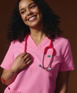 Alternative view of CHLOE RE-GARDE™ - G-M x PONY PINK - Three Pockets Scrub Top - SILVADUR™