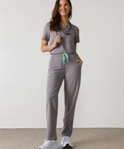 JULIETA RE-GARDE™ - ECLIPSE GREY - Straight Cut Scrub Pants - SILVADUR™