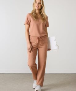JULIETA RE-GARDE™ - MOCHA - Straight Cut Scrub Pants - SILVADUR™