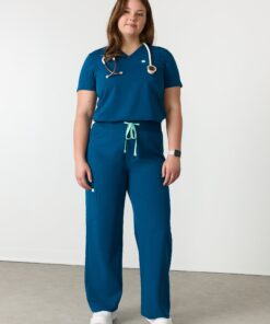 MILA RE-GARDE™ - OPAL BLUE - Wide Leg Scrub Pants - SILVADUR™