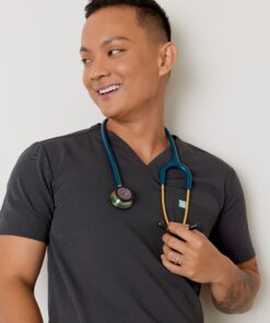Alternative view of ZACK RE-GARDE™ - CHARCOAL - Three Pockets Men's Scrub Top - SILVADUR™