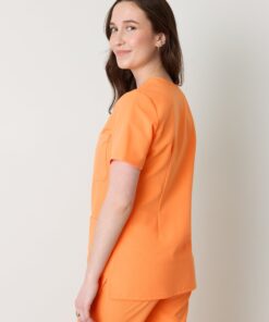 Alternative view of CHLOE RE-GARDE™ - NECTARINE - Three Pockets Scrub Top - SILVADUR™ - Final Sale