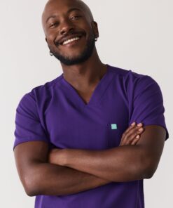 Alternative view of LOGAN RE-GARDE™ - MIDNIGHT VELVET - One Pocket Men's Scrub Top - SILVADUR™ - Final Sale