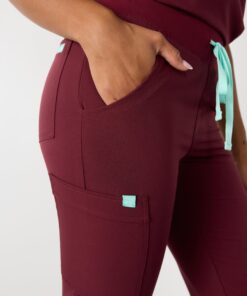 Alternative view of DEMI RE-GARDE™ - BURGUNDY - Jogger Scrub Pants - SILVADUR™
