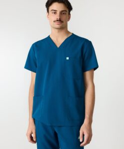 ZACK RE-GARDE™ - OPAL BLUE - Three Pockets Men's Scrub Top - SILVADUR™