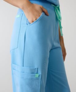 Alternative view of MILA RE-GARDE™ - CLASSIC BLUE - Wide Leg Scrub Pants - SILVADUR™
