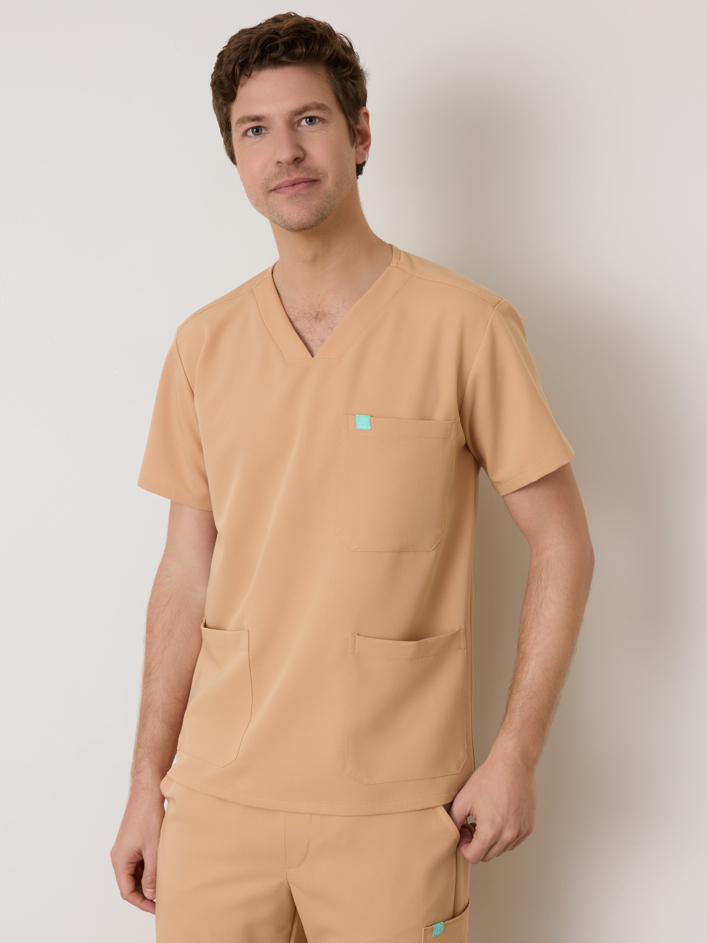 ZACK RE-GARDE™ - SPICED EARTH - Three Pockets Men's Scrub Top - SILVADUR™ - Final Sale