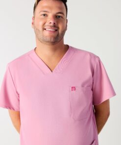 Alternative view of ZACK RE-GARDE™ - HOPEFUL PINK - Three Pockets Men's Scrub Top - SILVADUR™ - Final Sale