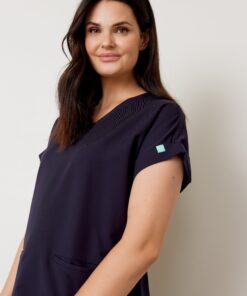 Alternative view of HALLI RE-GARDE™ - NAVY - Loose Fit Scrub Top - SILVADUR™ - Final Sale