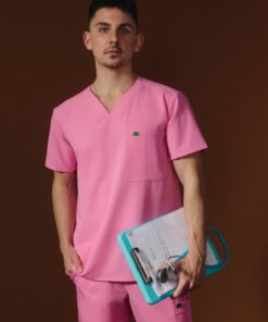 LOGAN RE-GARDE™ - G-M x PONY PINK - One Pocket Men's Scrub Top - SILVADUR™