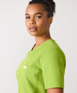 Alternative view of GABRIELLE RE-GARDE™ - GRUMPY GREEN - One Pocket Scrub Top - SILVADUR™ - Final Sale