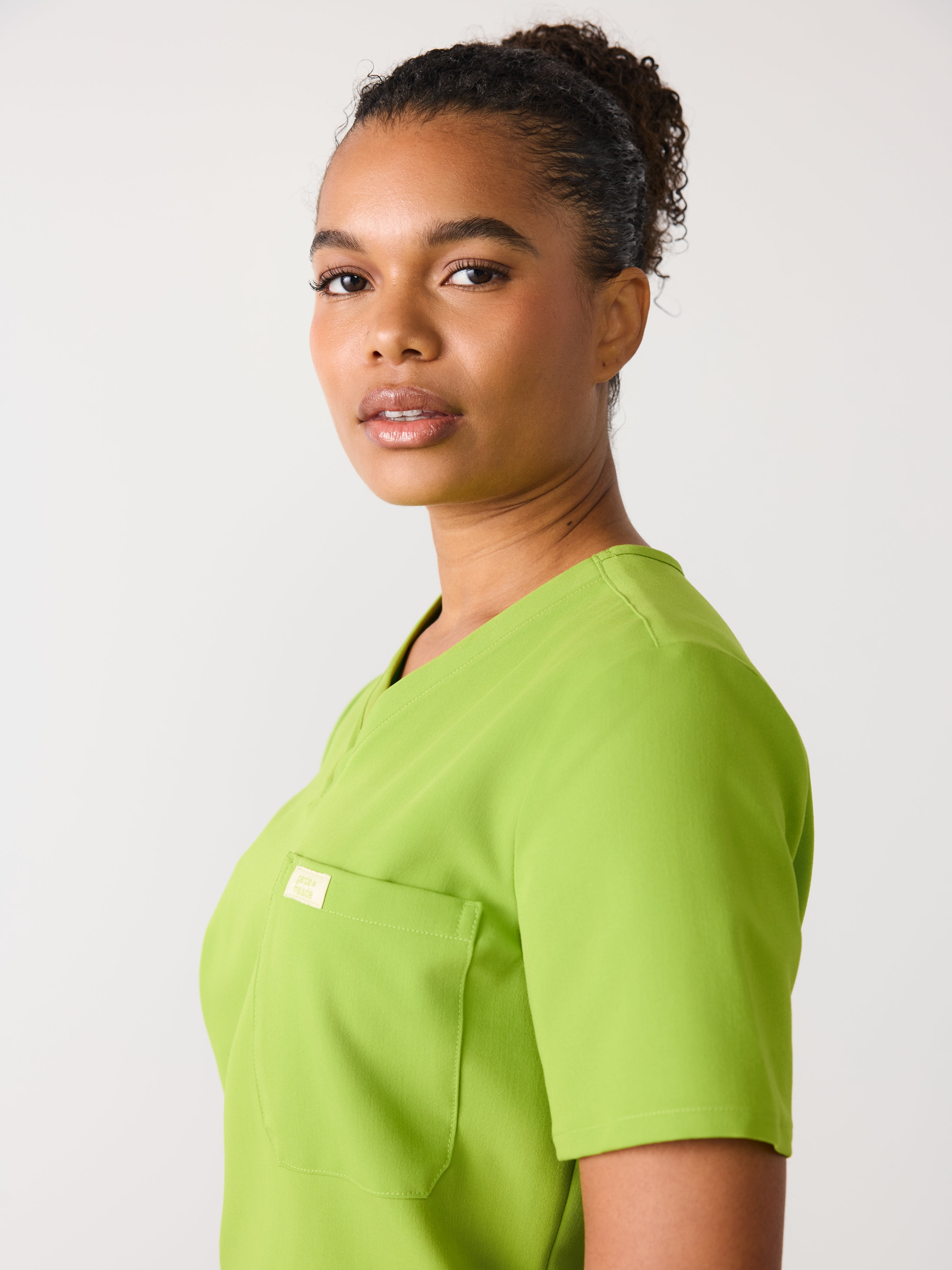 GABRIELLE RE-GARDE™ - GRUMPY GREEN - One Pocket Scrub Top - SILVADUR™ - Final Sale - Image 2