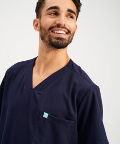 Alternative view of ZACK RE-GARDE™ - NAVY - Three Pockets Men's Scrub Top - SILVADUR™ - Final Sale